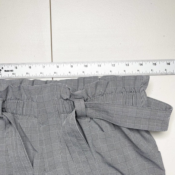 Athleta‎ Skyline Plaid Paperbag Pants Size 2 Gray High Rise Tapered Belted Waist - Picture 11 of 11